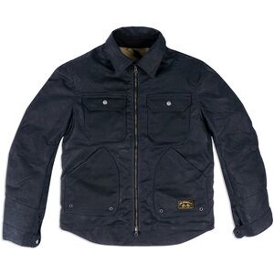 + D30 armor Jane Motorcycles DRIGGS WAXED CANVAS BLACK RIDING JACKET Large